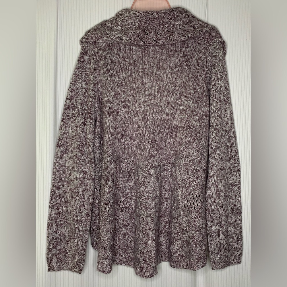 Reitmans Heathered Purple and White Cardigan Open Front Detailed Knit XL - Picture 2 of 11